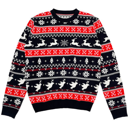 2025 Autumn and Winter European and American Christmas Pullover Jacquard Sweater Christmas Elk Snowflake Element Round Neck Knitted Couple Outfit