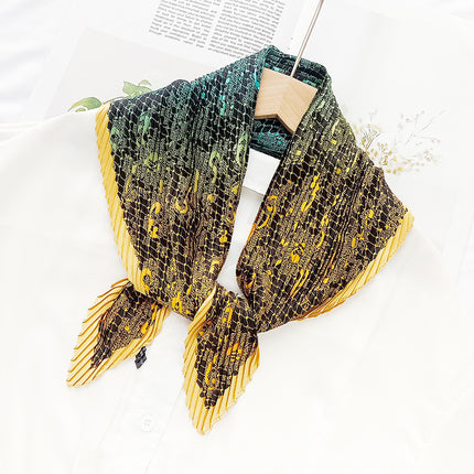 New wrinkled small square scarf female Korean imitation silk printed wrinkled small scarf Joker scarf decorative scarf wholesale
