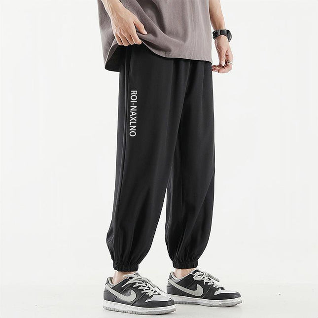 Ice Silk Men's Thin Stretch Casual Pants Summer Loose Sports Quick-Dry Versatile Trendy Air Conditioning Pants