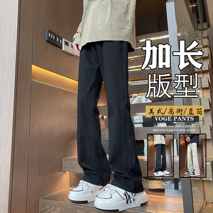 Danpaoni | jeans men's autumn and winter new lengthened Hong Kong wind thickened washed mud dyed tide brand micro horn pants men