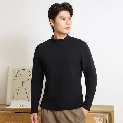 New Women's Base Layer Top for Autumn and Winter, Red Long-Sleeve Brushed Fleece Thickened Thermal Underwear Versatile High-Neck Top