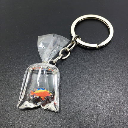 Creative Water Bag Fish Pendant Key Chain Novelty Goldfish Jewelry Backpack Pendant Keychain 7432
