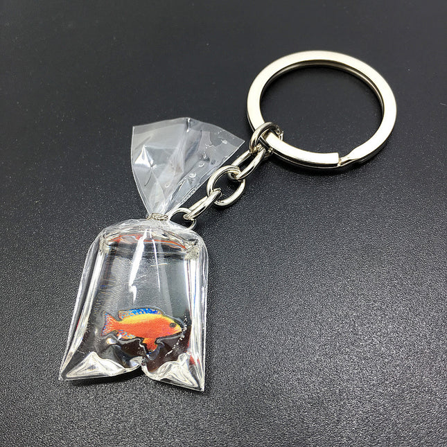 Creative Water Bag Fish Pendant Key Chain Novelty Goldfish Jewelry Backpack Pendant Keychain 7432