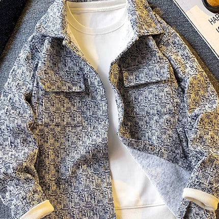 Woven Xiaoxiang Style Jacket Men's Handsome Loose Casual Spring and Autumn American High Street Jacket Men's Home Figure# TT07
