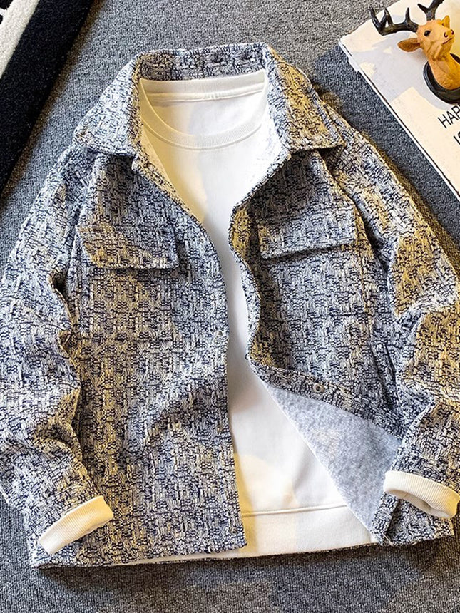 Woven Xiaoxiang Style Jacket Men's Handsome Loose Casual Spring and Autumn American High Street Jacket Men's Home Figure# TT07