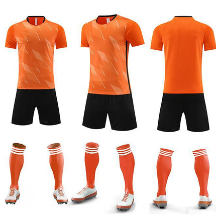 Football Uniform Suit Men's and Women's Game Team Uniform Adult Children's Sports Short-Sleeved Training Uniform Summer Breathable Football Jersey