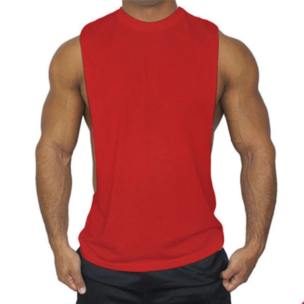 Summer Sports Vest for Men, Loose Fit, Large Slit, Sleeveless Top, Racerback, Muscle-Building, Running, Weightlifting, Plus Size Gym Vest