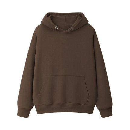 2026 New Solid Color Pullover 100% Pure Cotton 280g Terry Cloth Drop Shoulder Loose Fit Hooded Sweatshirt Couple Hoodie
