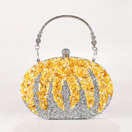 New Pumpkin Women's Bag Cross-border Explosion Diamond-encrusted Oval Bag European and American Fashion Evening Bag