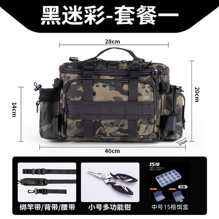 [Send bait box] fishing gear Luya special storage bag waist bag crossbody shoulder waterproof bag large capacity fishing rod bag