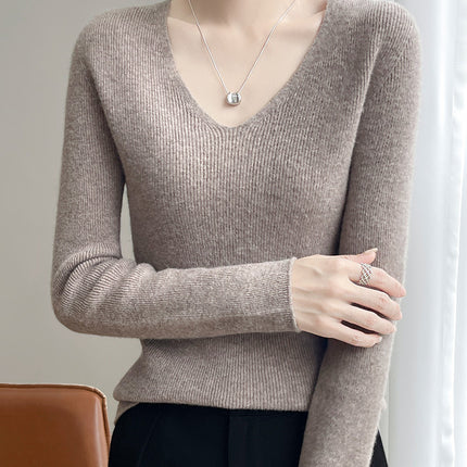 High-End Seamless V Neck Knitwear, First-Line Garment Technology Without Side Seams, Slimming Look Layering Artifact, Direct Supply from the Manufacturer