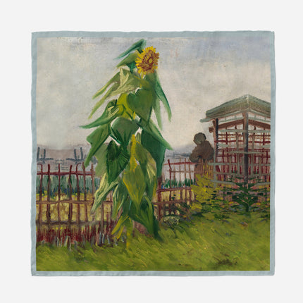 French 53cm Four Seasons All-match Van Gogh Oil Painting Sunflower Garden Twill Women's Decorative Small Square Scarf Scarf Small Scarf