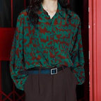 Green letter shirt / S