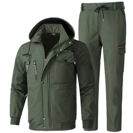 Autumn and Winter Jacket Workwear Suit Men's Velvet Thickeneded Cold-Proof, Warm, Dirt-Resistant and Wear-Resistant Camouflage Labor Protection Cotton Coat