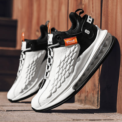 2025 New Men's Shoes Casual Sports Shoes Fish Scale Large Air Cushion Chinese Large Size Trendy Sports Casual Shoes