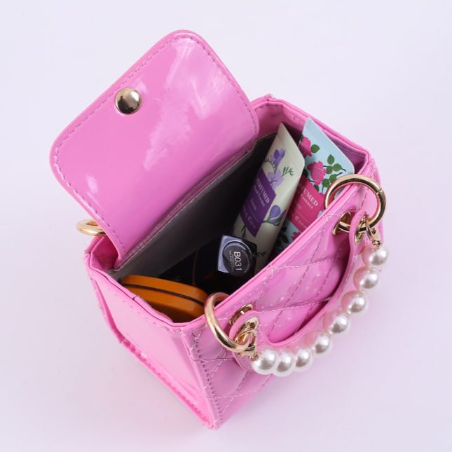 New Children's Bag Fashion Stylish Rhomboid Pearl Handbag Parent-child Crossbody Bag Mini Portable Shoulder Daffy Bag