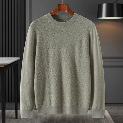 Pure Mountain Round Neck New Autumn and Winter 10 Knitwear Cashmere Knitwear Loose Retro Men's Bottoming Knitwear Knitwear Shadow Green