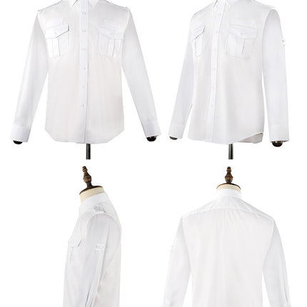 Security summer short sleeve shirt men's half sleeve plus size work clothes summer property concierge uniform shirt suit