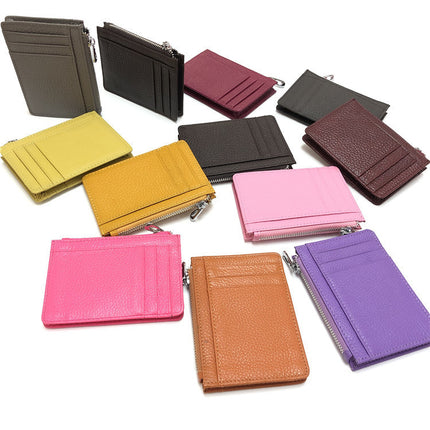 High-End Multi-Card Slot Genuine Leather Zipper Card Holder for Men, Thickeneded First-Layer Cowhide, Women's Small Change Driver's License Bag Cover