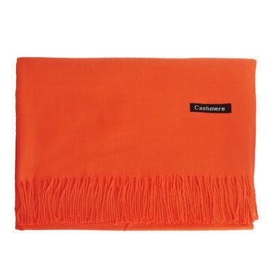 High-End Warm Imitation Cashmere Scarf for Women in Autumn and Winter Pure Color Elegant Versatile Tassel Shawl Fashionable Outer Dual-Purpose Scarf