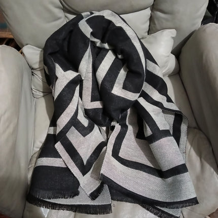2024 New Scarf Women's Winter Double-Sided Imitation Wool Korean Style College Style Scarf Office Air Conditioning Sofa Shawl