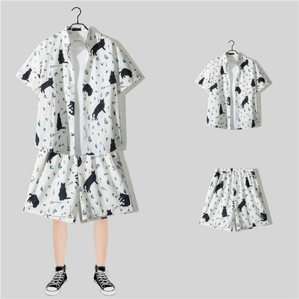 Short-sleeved Flower Shirt Hainan Island Clothing Beach Clothing Sanya Summer Weifeng Thailand Travel Men's Couple Summer Thin suit