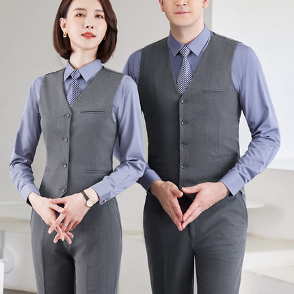 Men's and women's same professional suit vest suit hotel front desk waiter work clothes long sleeve catering ktv work clothes