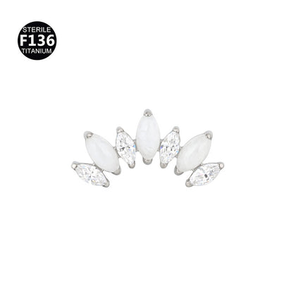 F136 Titanium Alloy 7 Horse Eye Natural Stone 0.9 Teeth Human Puncture Jewelry Ear Nail Lip Nail Ear Bone Nail Accessories
