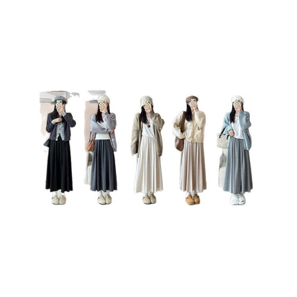 Black Glutinous Rice Skirt for Women 2025 Spring & Fall New Style Small High-Waisted A-Line Skirt Long Skirt Autumn and Winter Draped Skirt