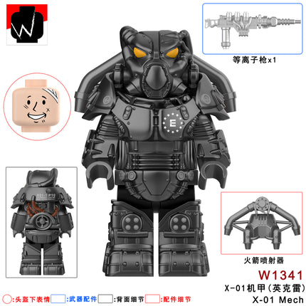 Flame X-01 Mecha Third-Party Radiation Warrior Building Block Figure Cross-Border Goods Bagged for Boys Compatible with Lego