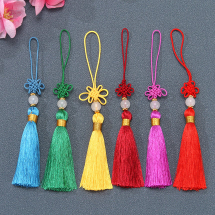 Tassel Spike Chinese Knot Mini Pendant Nylon Jade Line Vertical Ice Silk Constant DIY Sachet Folding Fan Hanging