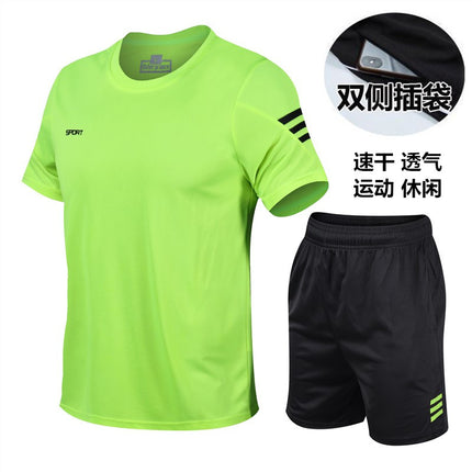 Sports suit men's casual clothing summer quick dry breathable outdoor morning exercise short sleeve basketball running training shorts wholesale