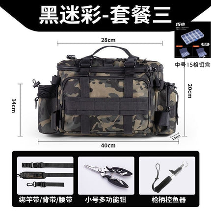 [Send bait box] fishing gear Luya special storage bag waist bag crossbody shoulder waterproof bag large capacity fishing rod bag