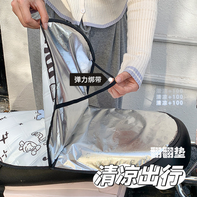 Creative cartoon memory cloth aluminum film summer sunscreen heat insulation waterproof electric car cushion motorcycle dustproof flip pad