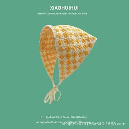 Hot Girl Internet Celebrant Photo Flower French Style Triangle Scarf Headscarf Women's Cute Knitted Hair Band Silk Scarf High-grade Headwear Summer