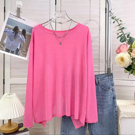 Macaron Color Ultra-White Sunscreen Clothing for Women, Front and Back Two-Wear Slit Niche Design Sunscreen T-Shirt Air-Conditioning Shirt