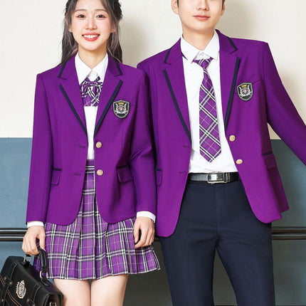 [Purple College Style] Suit Autumn and Winter Formal Wear for Men and Women Kindergarten Teacher Uniform Jk Class Uniform School Uniform Set