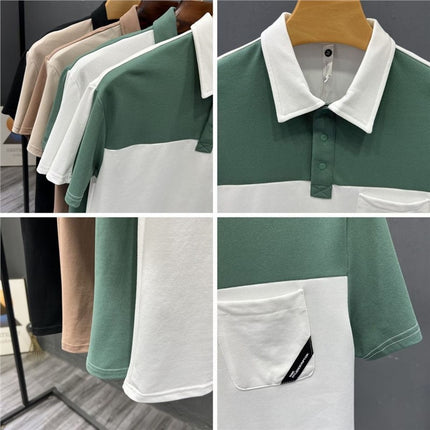 Lapel Short-Sleeved Polo Shirt Men's Trendy Summer T-Shirt Korean Style Slim Trendy 2025 New Casual T-Shirt Top