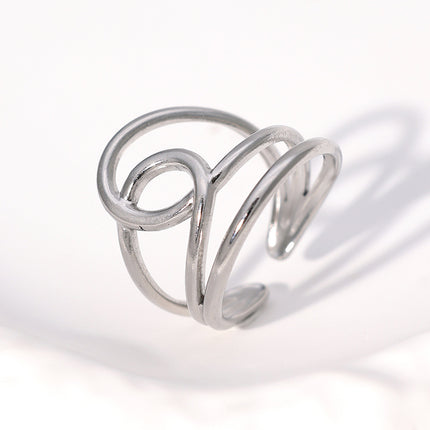 European and American Cross-Border Fashion Simple Stainless Steel Opening Adjustable Ring Niche Light Luxury Design Women's Ring Wholesale
