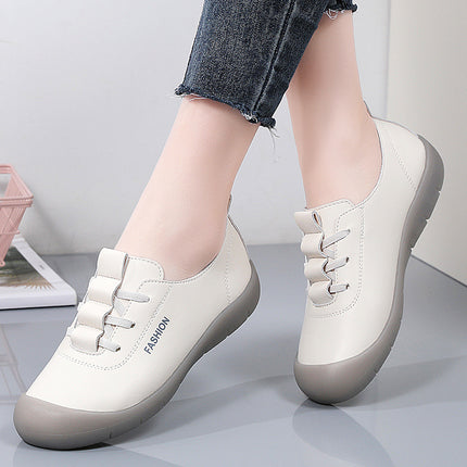 Mom's Shoes Are Not Tiring for Feet, Casual Wedges 2025 New Leather Shoes, Spring & Fall Non-Slip Flats, Soft Sole, Soft Surface Women's Shoes