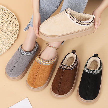 Women's Winter Cotton Shoes, Fleece-Lined Cotton Slippers, Large Size Thickeneded Short Boots, New Cross-Border Cold-Proof Snow Boots, Soft-Soled Warm Women's Cotton Boots