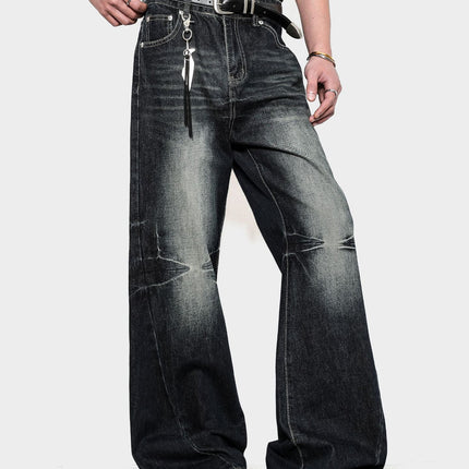American Retro Washed Whiskered Cleanfit Jeans for Men and Women, New Flared Slimming Floor-Length Vintage Pants