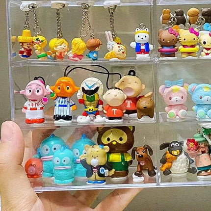 Little Sweet Potato Cute Storage Box with Door Can Be Stacked with Transparent Desktop Mini Doll Ornaments Storage Display Stand