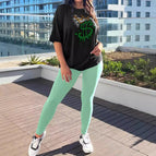Black clothes and light green pants / XS