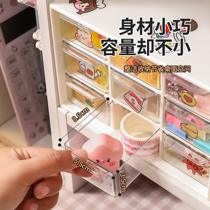 ZT0039 Student ins Jiugongge Pull-out Dustproof Storage Box Desktop Cosmetics Stationery Jewelry Six Palace