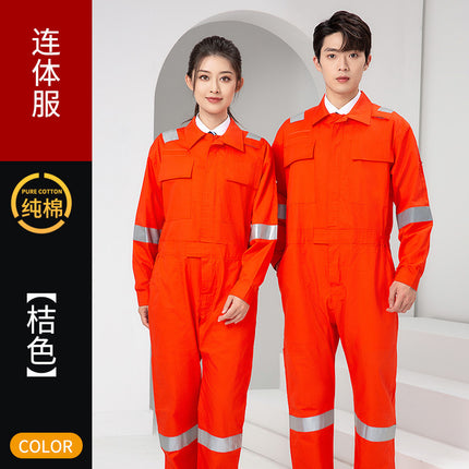 Marine Crew Reflective Strip Pure Cotton Overalls Long-sleeved Men's Summer Wear-resistant Electric Welding Shipyard Workshop Labor Insurance Clothing