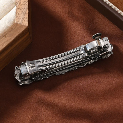 Republic of China Style Metallic Sunflower Embossed Pattern Hairpin Spring Clip Cheongsam Han Dynasty Matchinging Hair Accessories Horizontal Clip for Women