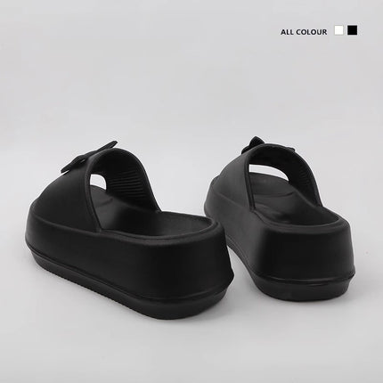 Thick-soled slippers for women's outdoor wear summer one-word latest black and white cat online famous beach shoes non-slip high heel sandals