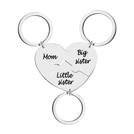 Cross-Border Family Interlocking Necklace Keychain with Engraving Option, Pendant for Couples, Friends, Roommates, Set of Jewelry Gifts