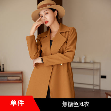 British Style creamy-white Coat Coat Women's High-end Spring and Autumn 2023 New Fashionable All-match Long Suit Coat
